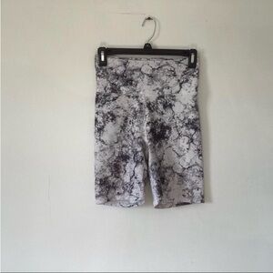 Balance Collection Marble-Print Biker Shorts in White and Black